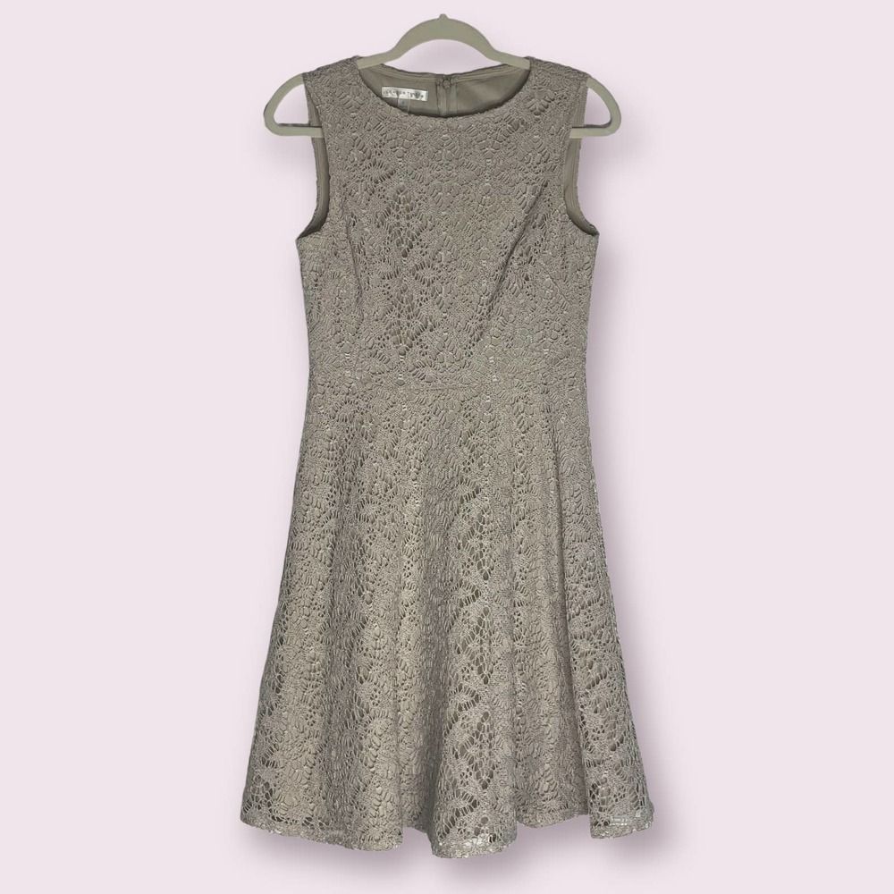London Times Crochet Lace A Line Dress Size 6